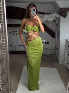 Olive Rope Maxi Skirt Set