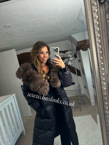Fur Collar Puffer Coat (Long Line)