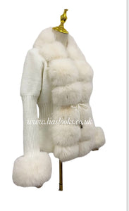 Soft Faux Fur Cardigan (Ivory) PREMIUM COLLECTION