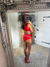 Load image into Gallery viewer, Red Frilly Ruffle High Waist Bikini
