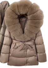 Load image into Gallery viewer, Luxe Fur Midi Puffer Coat
