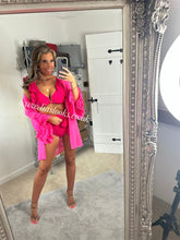 Load image into Gallery viewer, Hot Pink Frilly Ruffle High Waist Bikini
