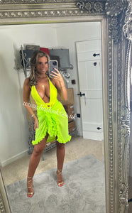 Neon Yellow/Lime Tie Up Swimsuit (CLEARANCE)