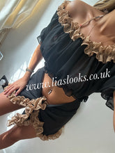 Load image into Gallery viewer, Frilly Ruffle Black/Honey Combo Sarong
