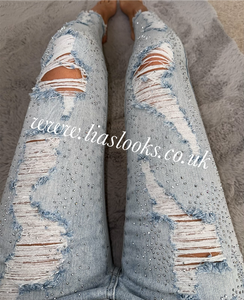 Diamanté Ripped Jeans