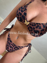 Load image into Gallery viewer, Leopard Gold Butterfly Bikini &amp; Skirt Set
