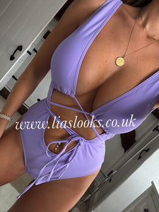 Lilac Tie Round Swimsuit