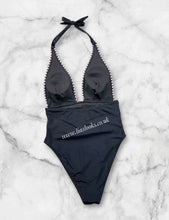 Load image into Gallery viewer, Black/Cream Ruched Swimsuit
