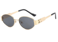 Load image into Gallery viewer, Black/Gold Oval Sunglasses
