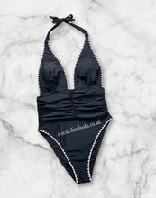 Load image into Gallery viewer, Black/Cream Ruched Swimsuit
