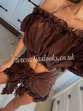 Load image into Gallery viewer, Frilly Ruffle Chocolate Brown Two Piece Set
