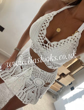 Load image into Gallery viewer, White Rhinestone Gold Chain Bikini
