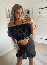 Load image into Gallery viewer, Black Rhinestone Gold Chain Bikini

