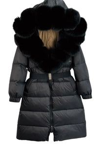 Fur Collar Puffer Coat (Long Line)