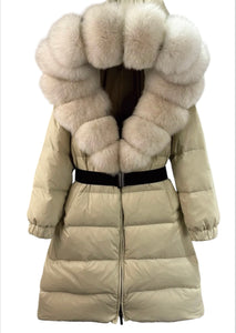 Fur Collar Puffer Coat (Long Line)