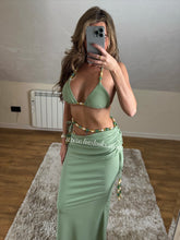 Load image into Gallery viewer, Pistachio Luxe Beaded Detailed Bikini &amp; Skirt Skirt
