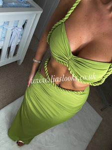 Olive Rope Maxi Skirt Set