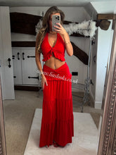 Load image into Gallery viewer, Ruby Red Ruffle Maxi Skirt Set
