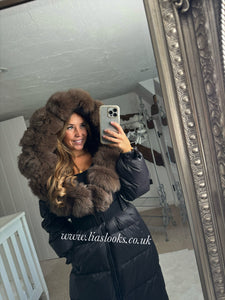 Fur Collar Puffer Coat (Long Line)