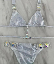 Load image into Gallery viewer, Silver Rhinestone Jewelled Bikini

