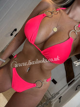 Load image into Gallery viewer, Neon Coral Gold Ring Bikini
