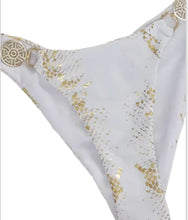 Load image into Gallery viewer, White/Gold Snake Print Rhinestone Bikini
