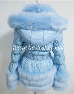 Baby Blue Romani Coat (Faux Fur)