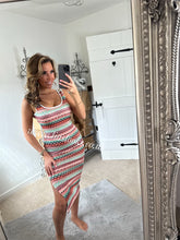 Load image into Gallery viewer, Multi Peach/Turquoise Zig Zag Dress
