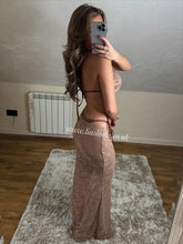 Load image into Gallery viewer, Tan Beaded Bikini &amp; Skirt Set

