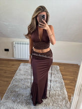 Load image into Gallery viewer, Chocolate Sequin Skirt Set
