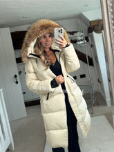 Load image into Gallery viewer, Fur Drawstring Hooded Puffer Coat (Long Line)
