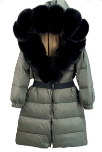 Fur Collar Puffer Coat (Long Line)