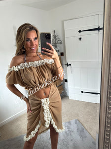 Frilly Ruffle Honey/Cream Combo Sarong