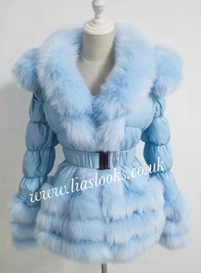 Baby Blue Romani Coat (Faux Fur)