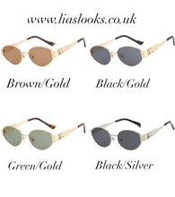 Load image into Gallery viewer, Black/Silver Oval Sunglasses
