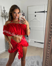 Load image into Gallery viewer, Ruby Red Heart Rhinestone Bikini &amp; Headband Set (3 Piece Set)
