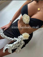Load image into Gallery viewer, Black/Cream Rose Bikini

