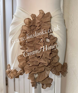 Frilly Ruffle Cream/Honey Combo Sarong