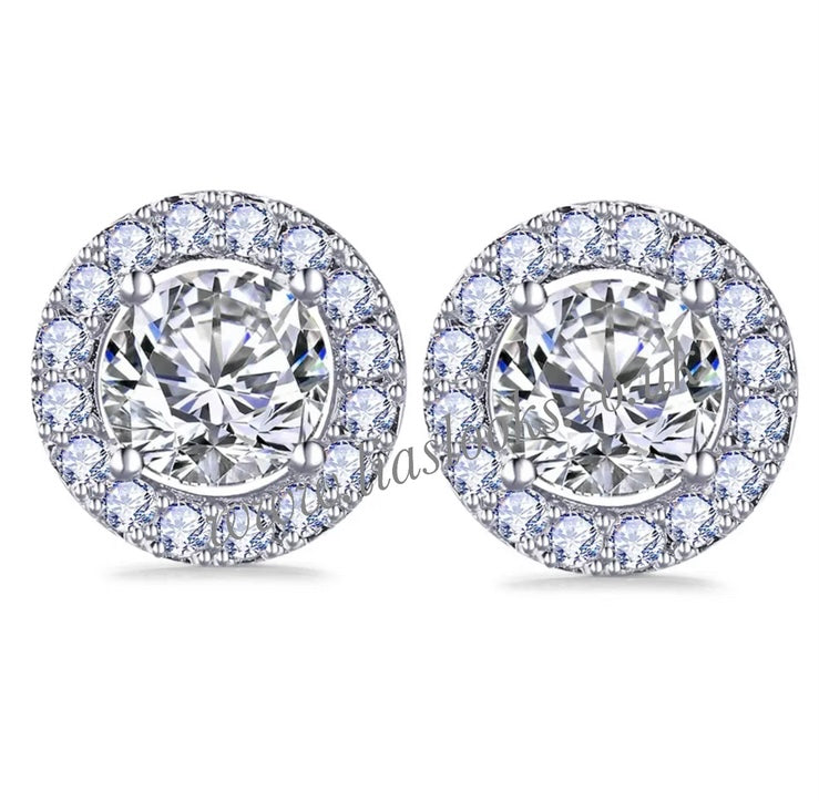 Small Bling Tennis Stud Earrings (Silver)