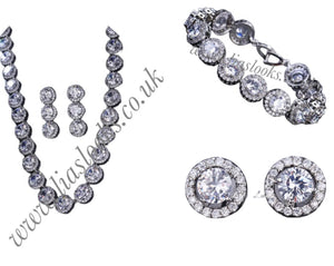 Bling Tennis Chain Necklace - Silver (+ Free Earrings)
