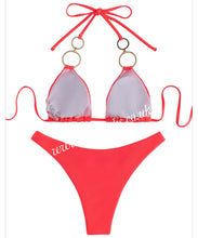 Load image into Gallery viewer, Neon Coral Gold Ring Bikini
