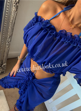 Load image into Gallery viewer, Frilly Ruffle Royal Blue Sarong
