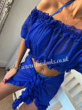 Load image into Gallery viewer, Frilly Ruffle Royal Blue Sarong

