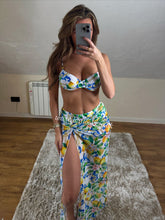Load image into Gallery viewer, Lemon Multi Print High Waisted Bikini &amp; Skirt Set
