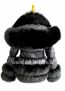 CHILDREN’S - Ebony Black Romani Coat (Faux Fur)