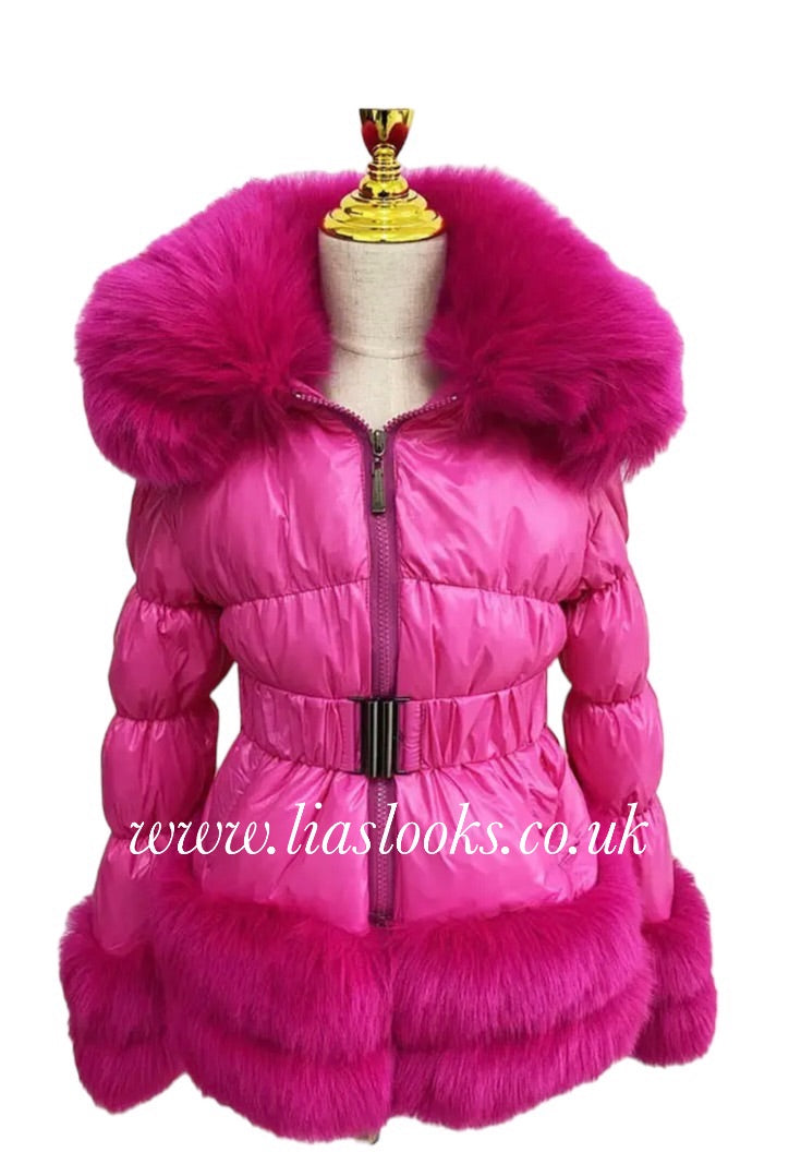 CHILDREN’S Hot Pink Romani Coat (Faux Fur)