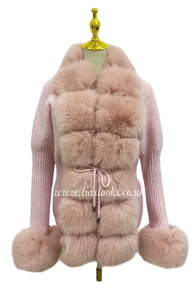 Soft Faux Fur Cardigan (Pink) PREMIUM COLLECTION