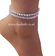 Load image into Gallery viewer, Bling Rhinestone Double Anklet Set
