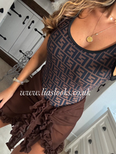 Load image into Gallery viewer, Frilly Ruffle Chocolate Brown Sarong
