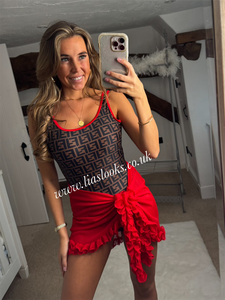 Frilly Ruffle Red Sarong